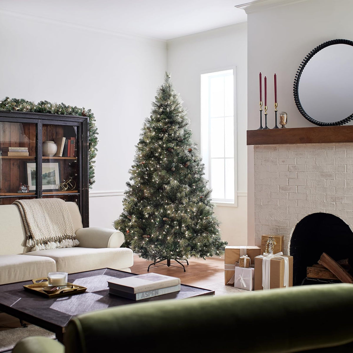7.5 Foot Artificial Prelit Christmas Tree with Clear Lights H24080