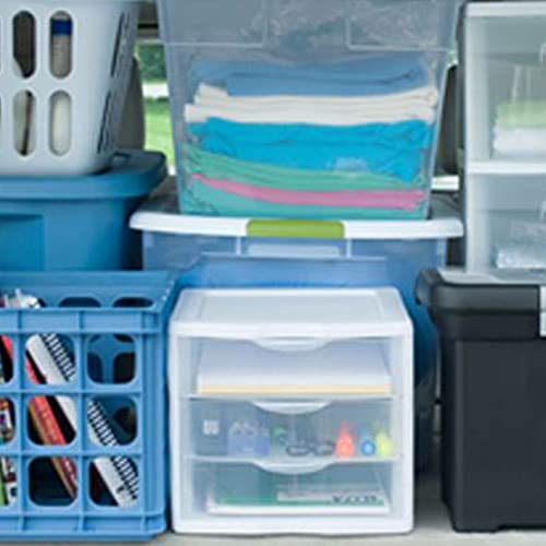 ClearView Compact Stacking 3 Drawer Storage Organizer System, White (8 Pack) Q40106