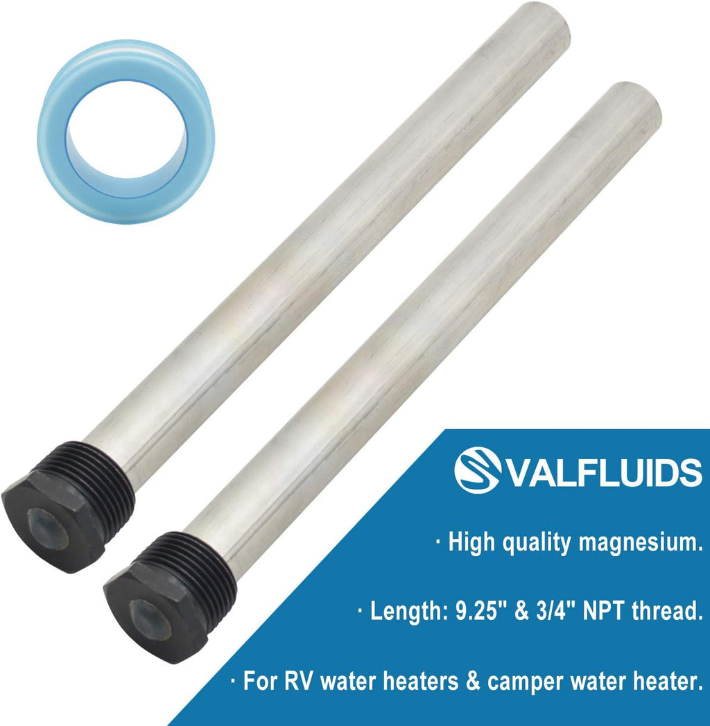 Magnesium Anode Rod with PTFE Thread Seal Tape, 9.25L x 3/4 NPT - 2 Pack V291