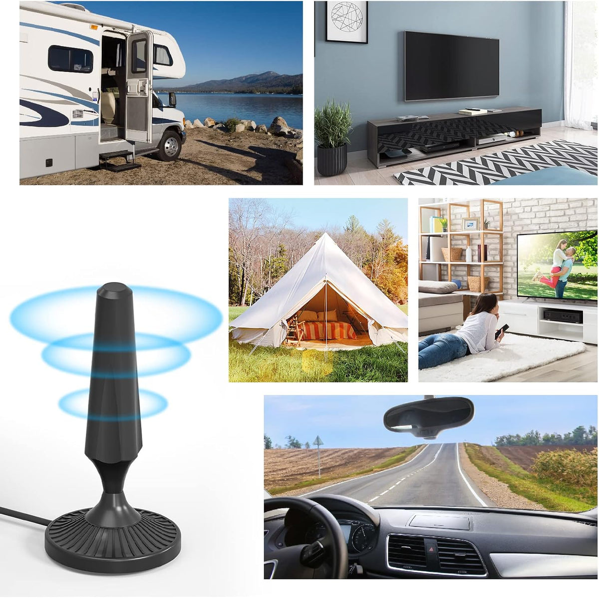 Indoor Amplified HDTV Antenna 300 Miles 4K 1080P with Coax Cable Pack of 2 L10201