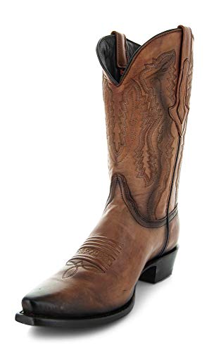 Tan Genuine Leather Snip Toe Cowboy Boots I22920