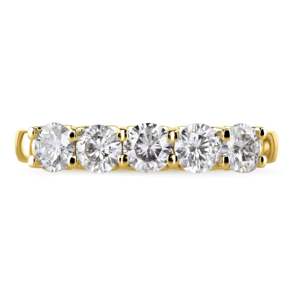 4/5 Carat Round Brilliant Moissanite Wedding Band in 14K Yellow Gold J835