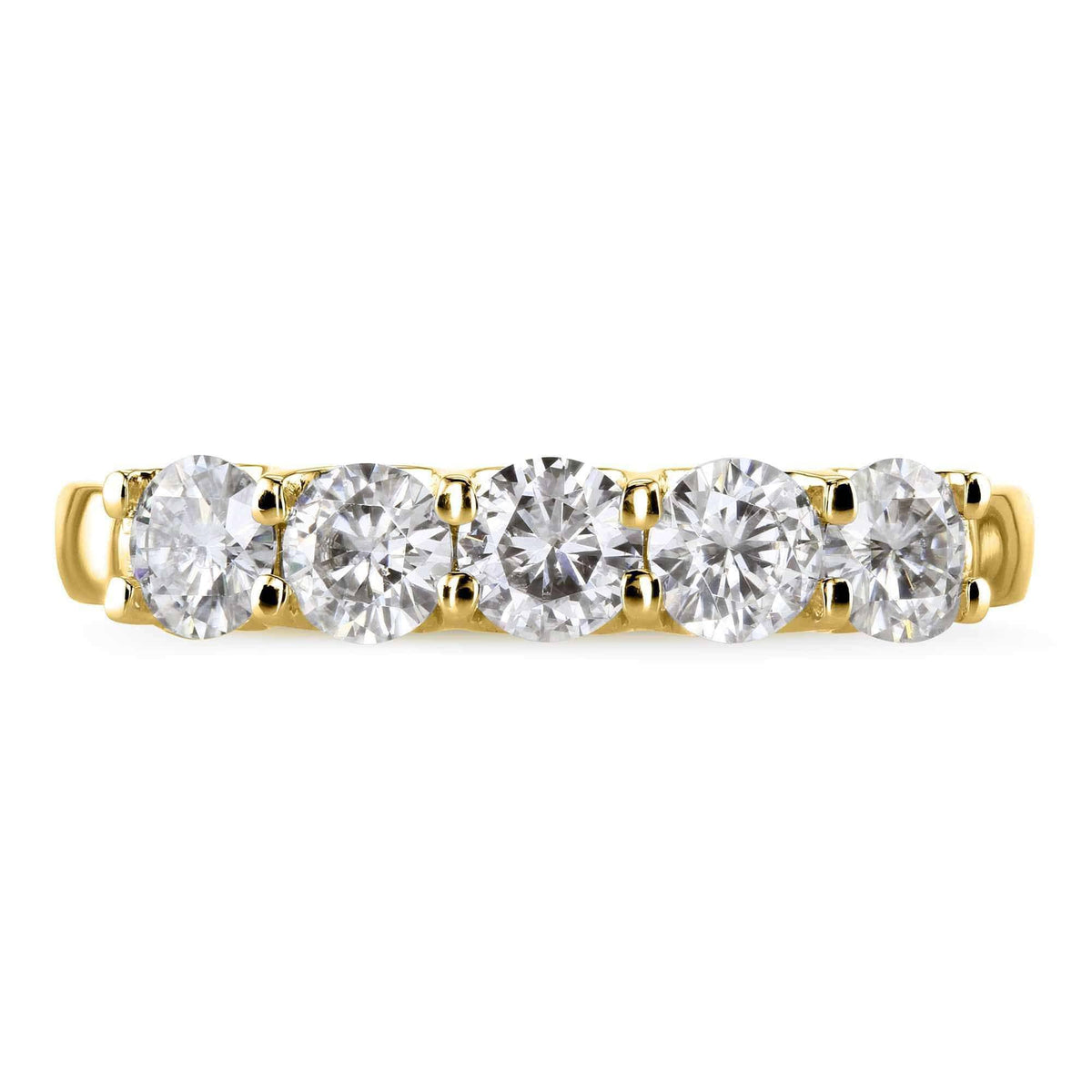 4/5 Carat Round Brilliant Moissanite Wedding Band in 14K Yellow Gold J835