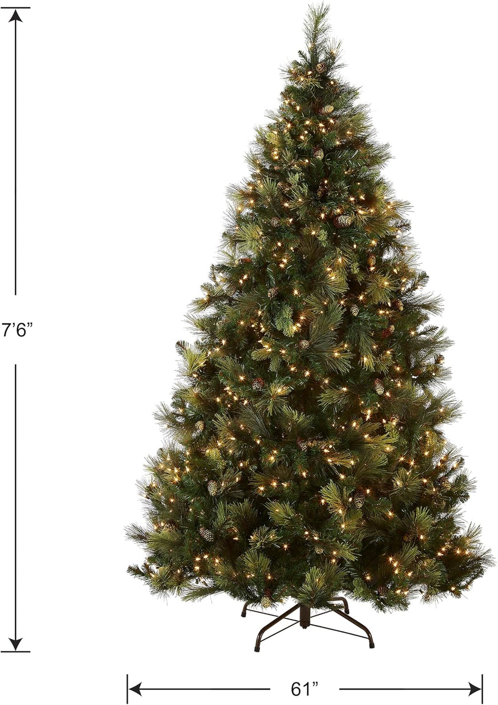 7.5 Foot Artificial Prelit Christmas Tree with Clear Lights H24080