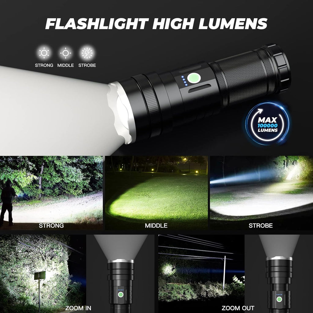 100000 High Lumens Rechargeable LED Flashlight R7211