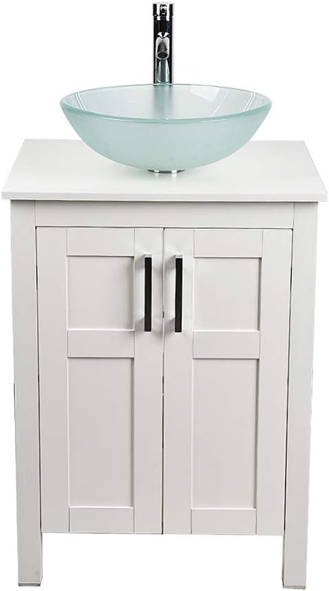 24 Inches White Single Bathroom Vanity Set with Top and 2-Door Cabinet I654