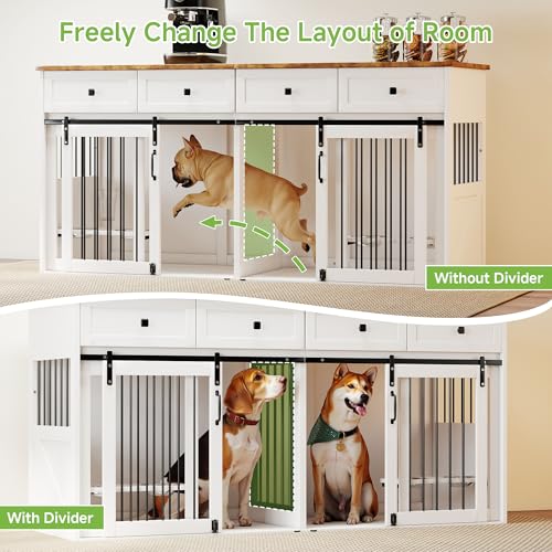 White Wooden Dog Crate Furniture with 2 Drawers O19143