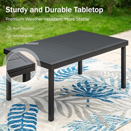 9 Piece Outdoor Extendable Dining Set with Rectangular Metal Dining Table and 8 Rattan Chairs T234799