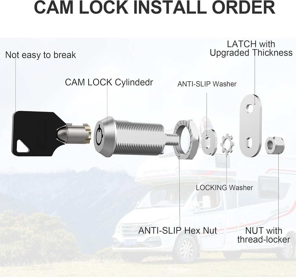 6 Pack 1-1/8 Inch Keyed Alike Zinc Alloy Cam Lock G640293