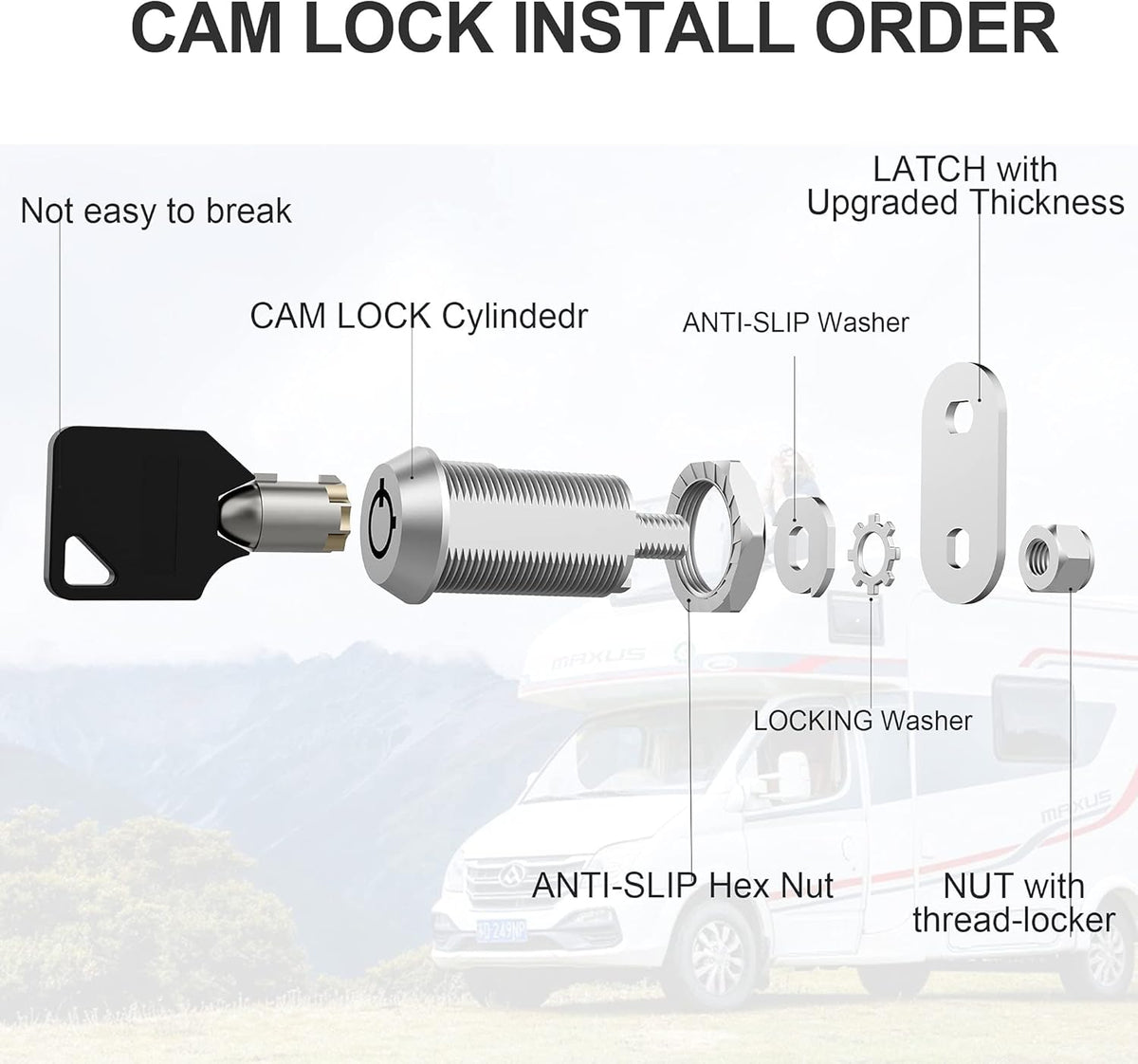 6 Pack 1-1/8 Inch Keyed Alike Zinc Alloy Cam Lock G640293