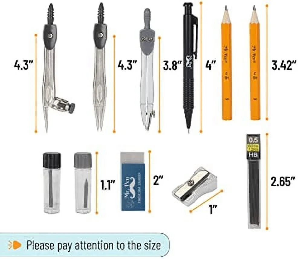 15 Piece Geometry Set with 6 Inch Swing Arm Protractor S445573