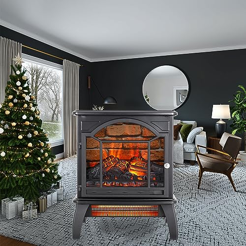 1500W Infrared Freestanding Electric Fireplace Stove Heater with Remote N696305