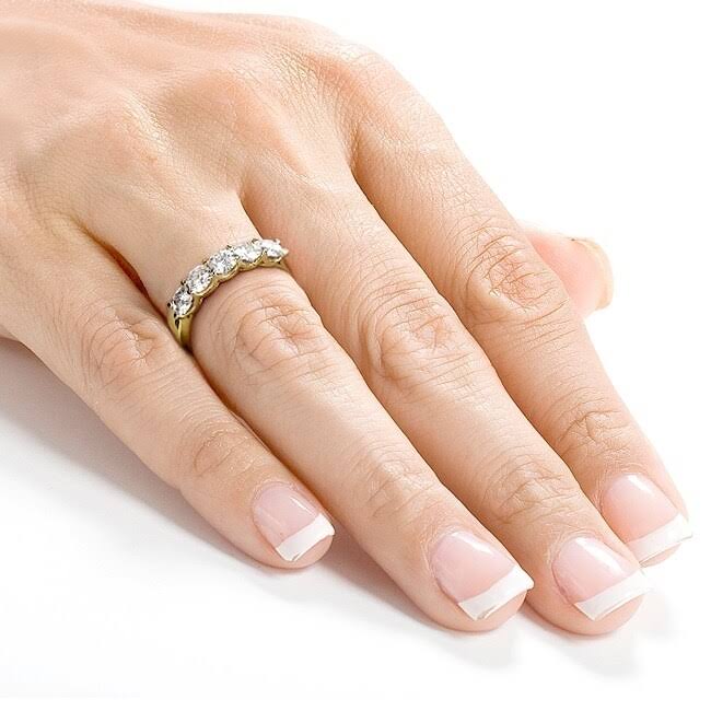 4/5 Carat Round Brilliant Moissanite Wedding Band in 14K Yellow Gold J835