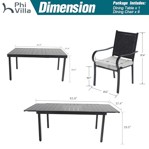 9 Piece Outdoor Extendable Dining Set with Rectangular Metal Dining Table and 8 Rattan Chairs T234799