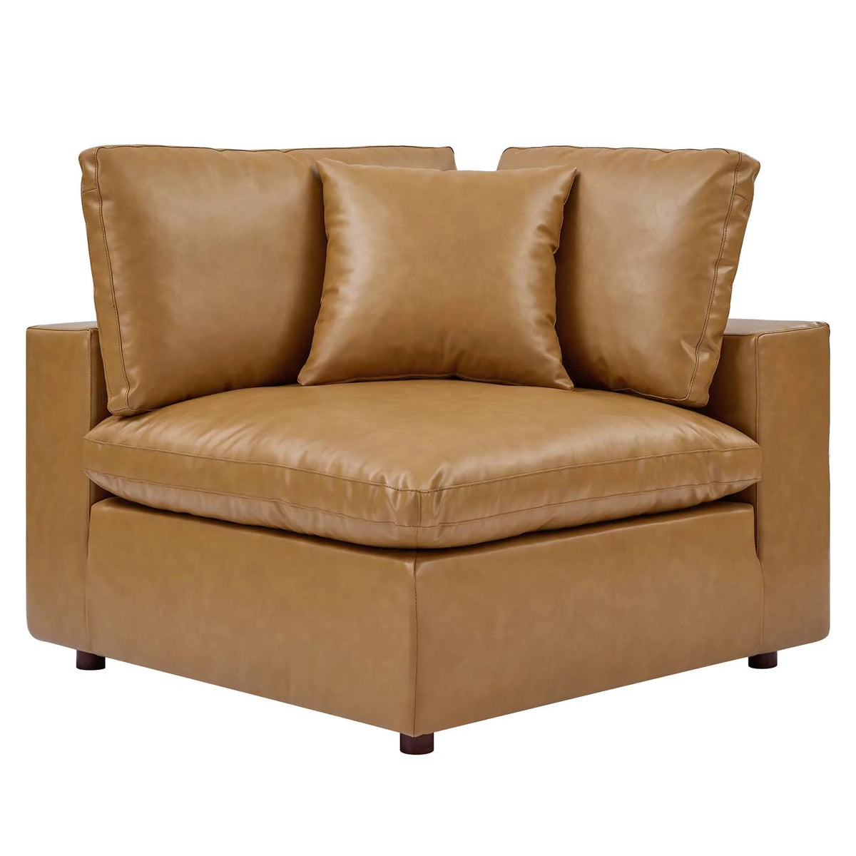 Tan Vegan Leather 4-Piece Sectional Sofa Q819