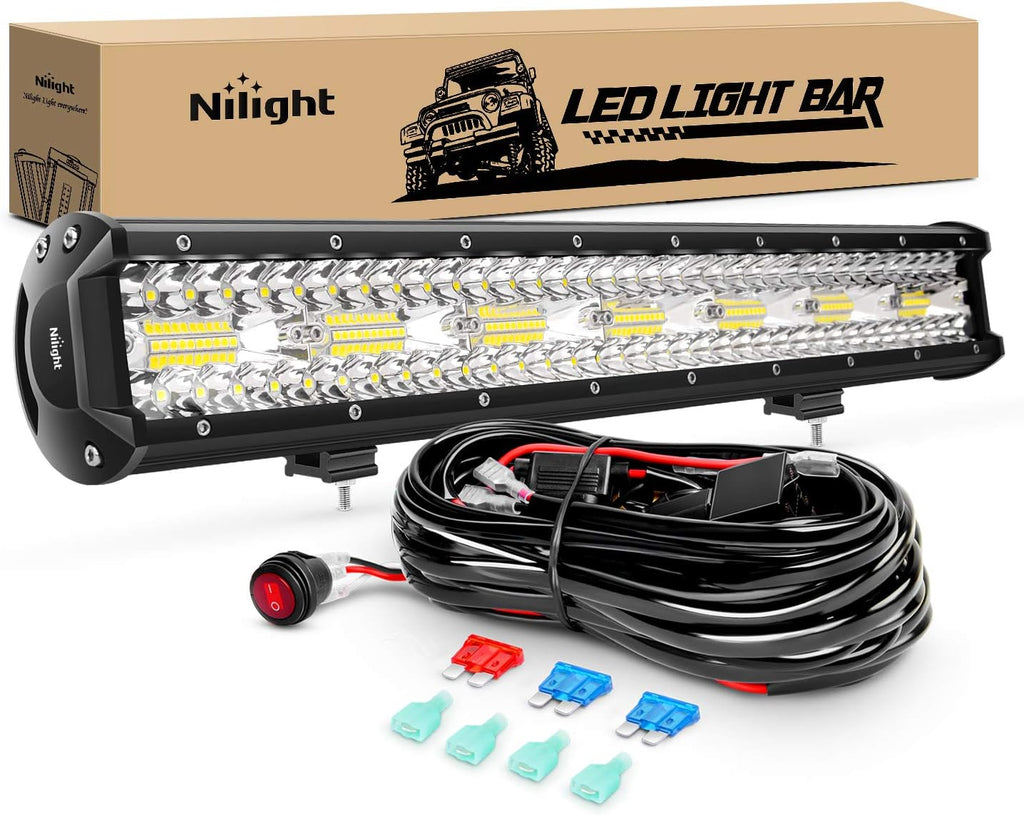 20Inch 420W LED Light Bar Amber White Strobe with Wiring Harness Kit Q679330
