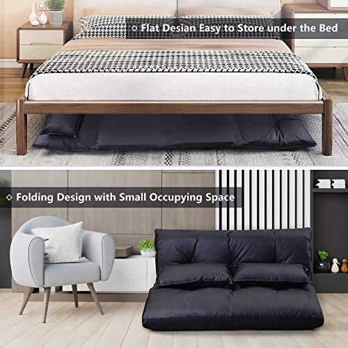 5-Position Folding Chaise Lounge with Adjustable Back & Steel Frame Black H2270