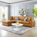 Tan Vegan Leather 4-Piece Sectional Sofa Q819