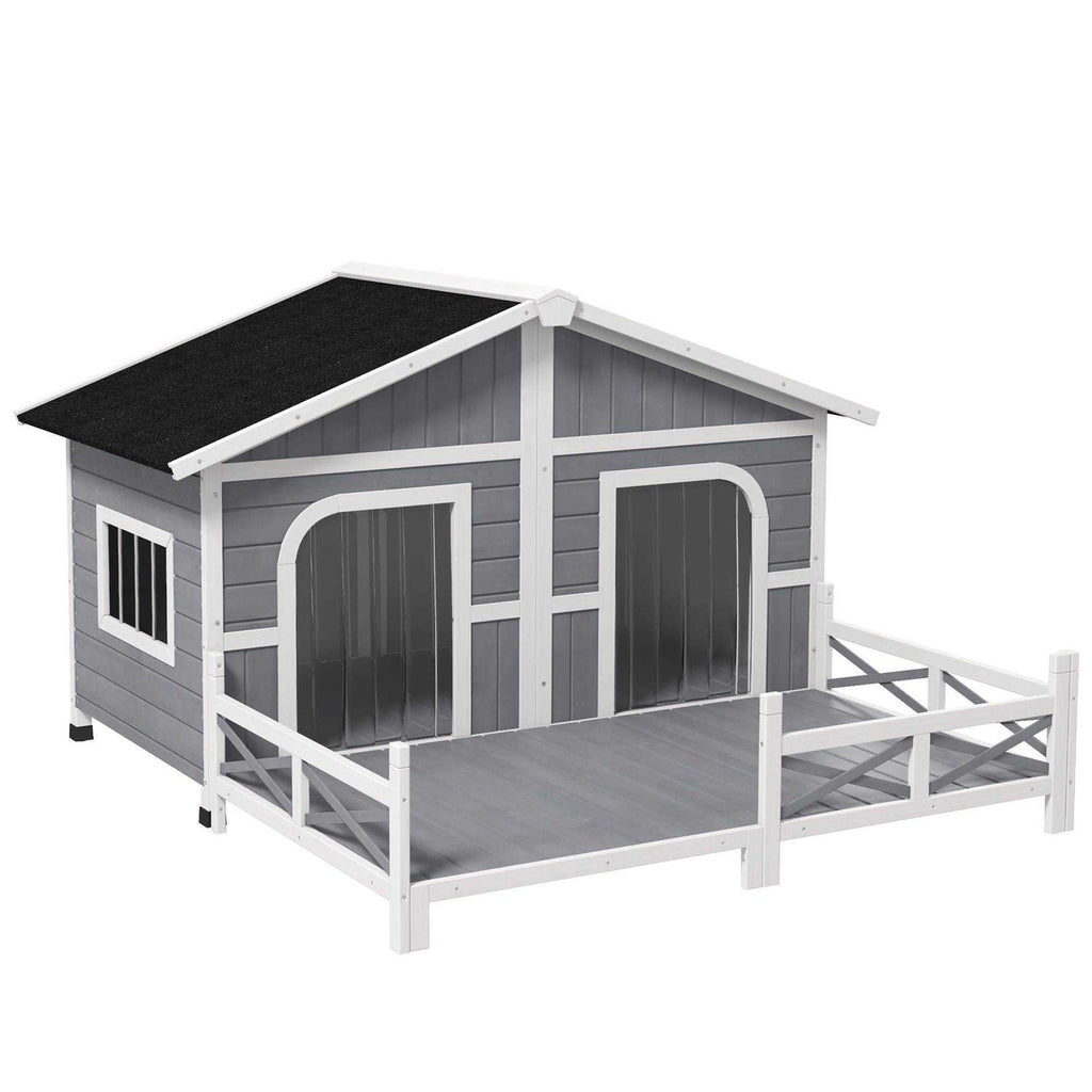 Large Wood Dog House with Porch Deck T5800