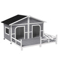 Large Wood Dog House with Porch Deck T5800