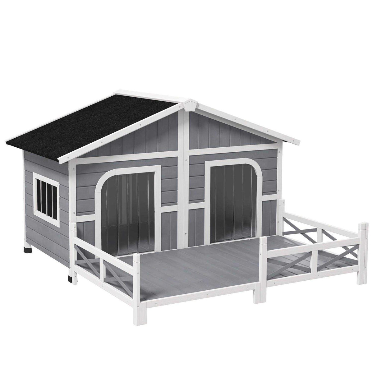 Large Wood Dog House with Porch Deck T5800