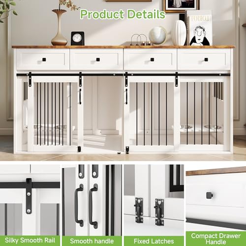 White Wooden Dog Crate Furniture with 2 Drawers O19143