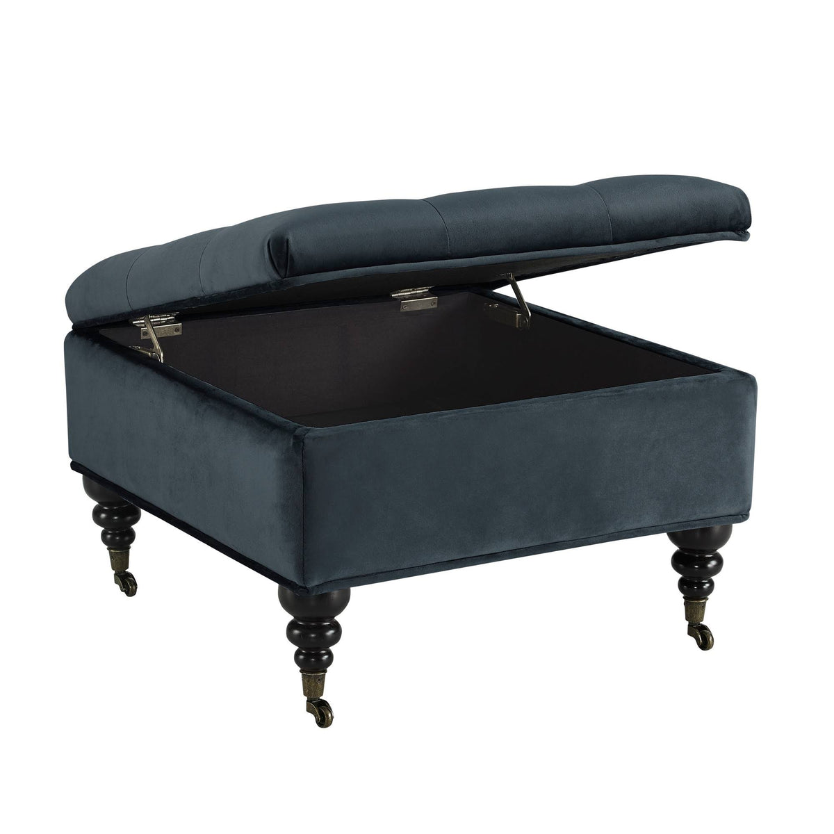 Blue Tufted Storage Ottoman with Casters R40801