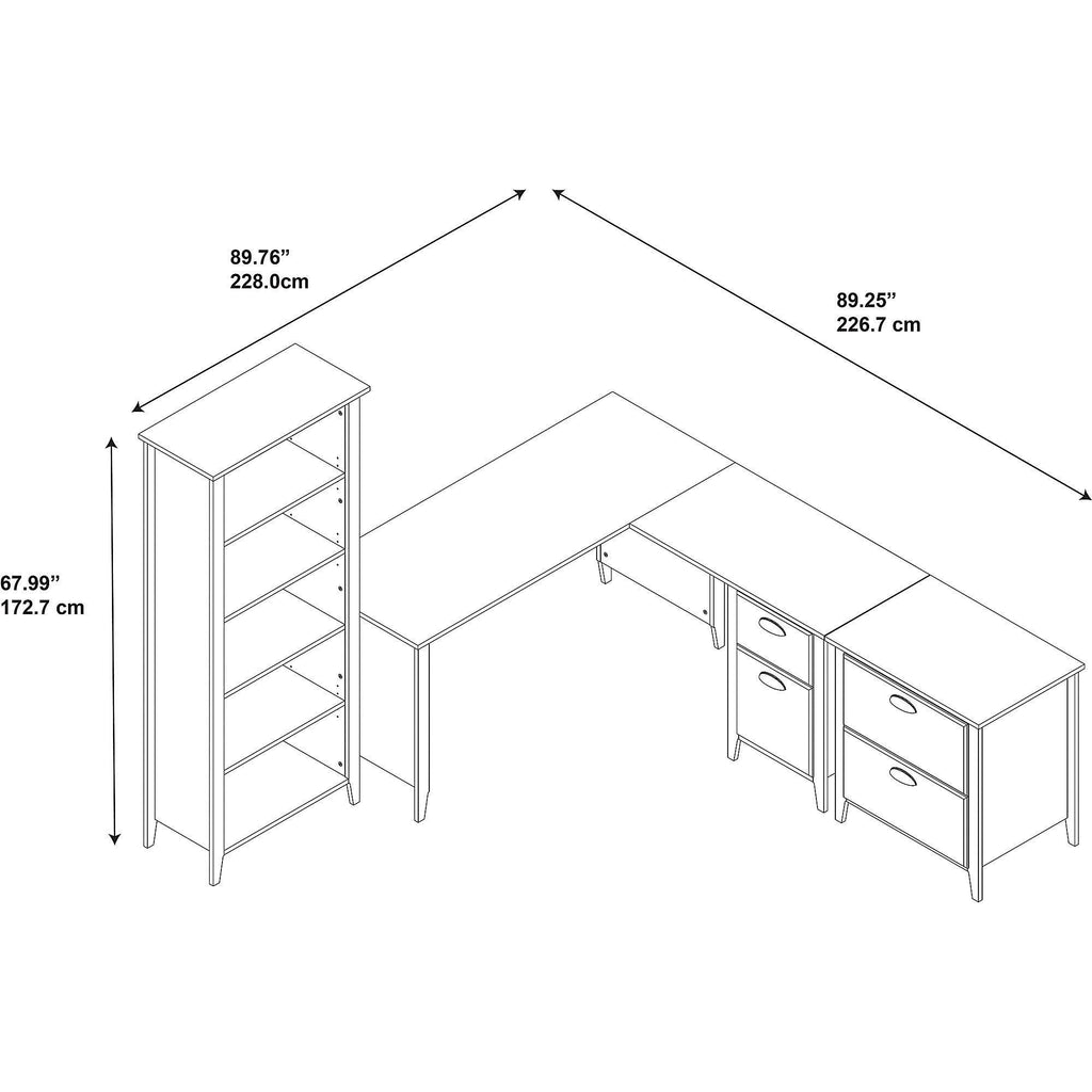 60W L Desk with Bookcase and Lateral File E309684
