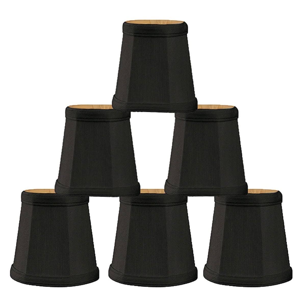 Silk Bell Candelabra Shade Set of 6 Black Gold L258