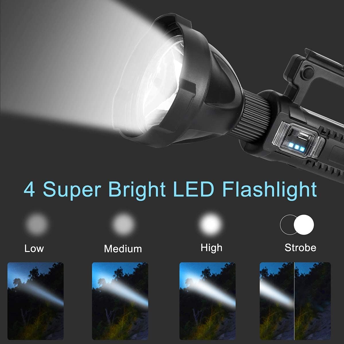 Rechargeable LED Spotlight Flashlight 90000 High Lumens IPX5 Waterproof N847