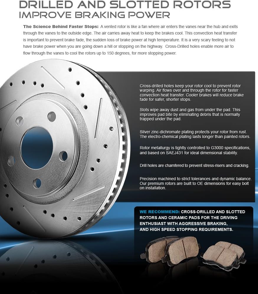 Powder Coated Red Calipers Rotors Ceramic Pads Kit E827