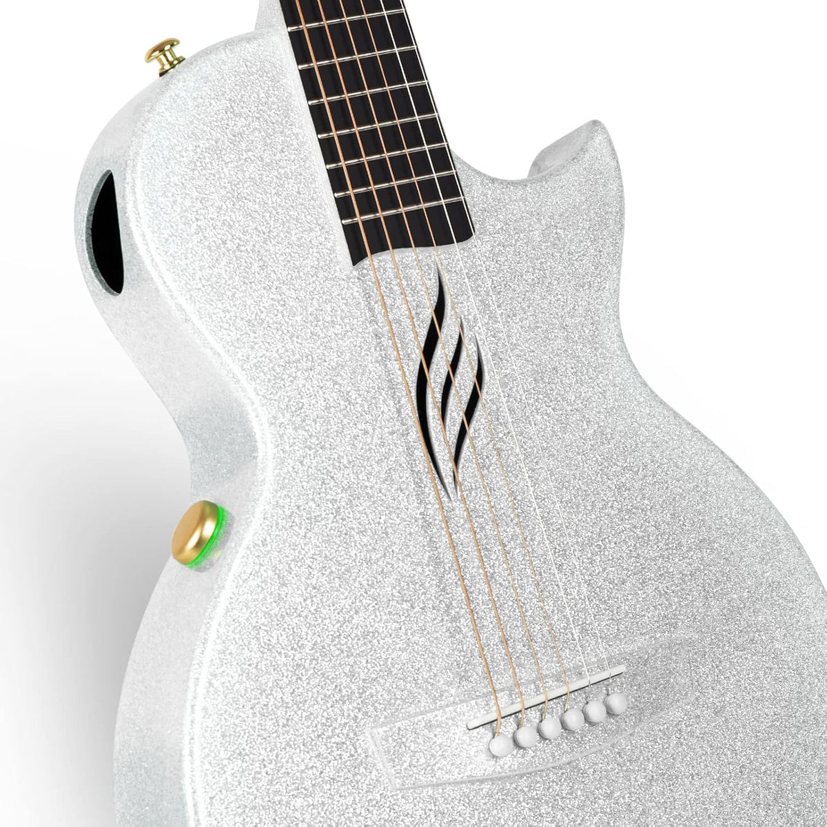 Carbon Fiber Acoustic Electric Guitar with Gig Bag, Strap, Strings, Instrument Cable (Sparkling Silver) D164178