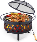 30-Inch Round Wood Burning Fire Pit with BBQ Grill Z40373
