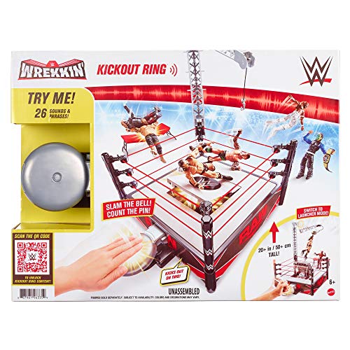 WWE Wrekkin' Kickout Ring Playset with Launcher, Crane, Championship, 13-inch x 20-inch V115563