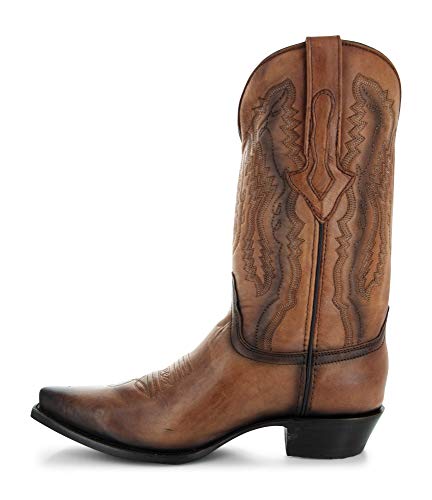Tan Genuine Leather Snip Toe Cowboy Boots I22920