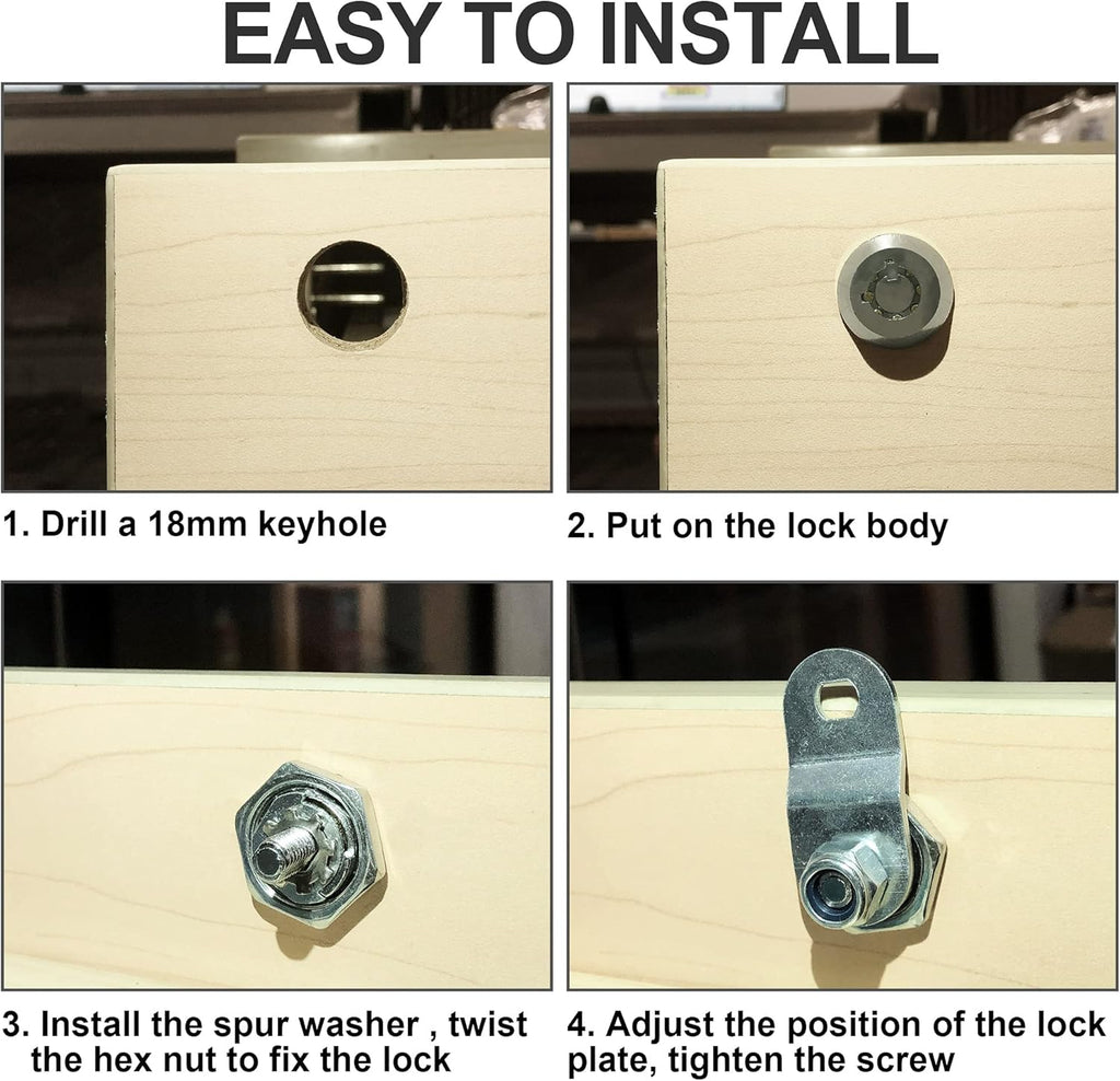 6 Pack 1-1/8 Inch Keyed Alike Zinc Alloy Cam Lock G640293