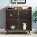 Dark Walnut 30 Inch Glass Door Bar Cabinet O247