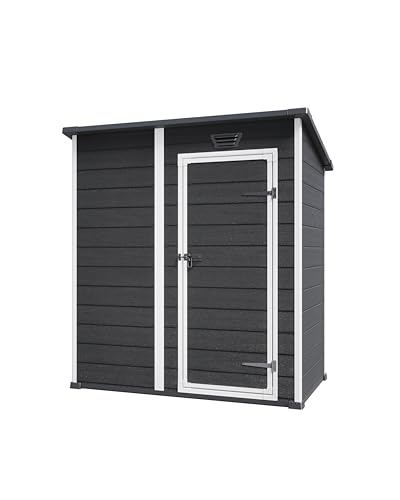 Black and White 4x6 Resin Outdoor Storage Shed O85499