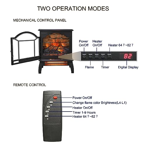 1500W Infrared Freestanding Electric Fireplace Stove Heater with Remote N696305