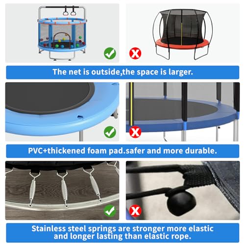 55" Small Trampoline with Enclosure Net and Basketball Hoops R9067