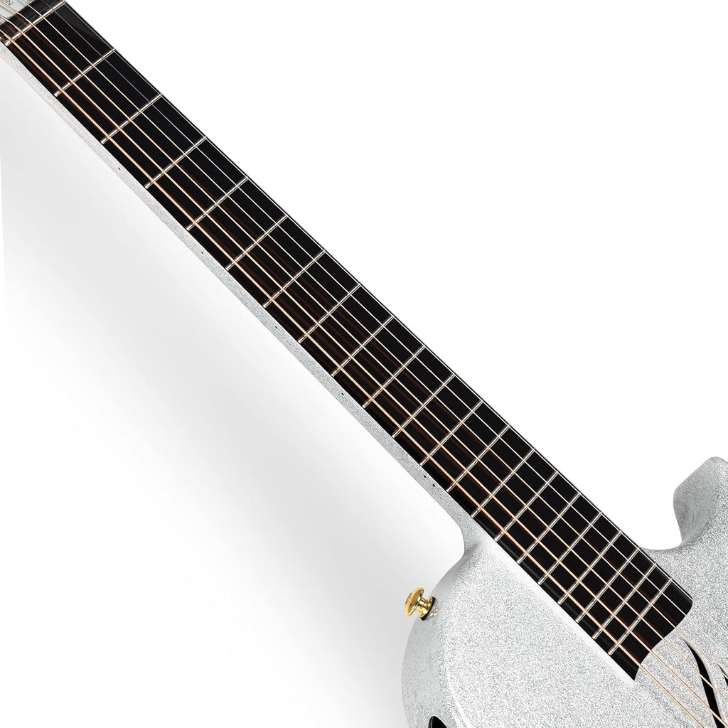 Carbon Fiber Acoustic Electric Guitar with Gig Bag, Strap, Strings, Instrument Cable (Sparkling Silver) D164178