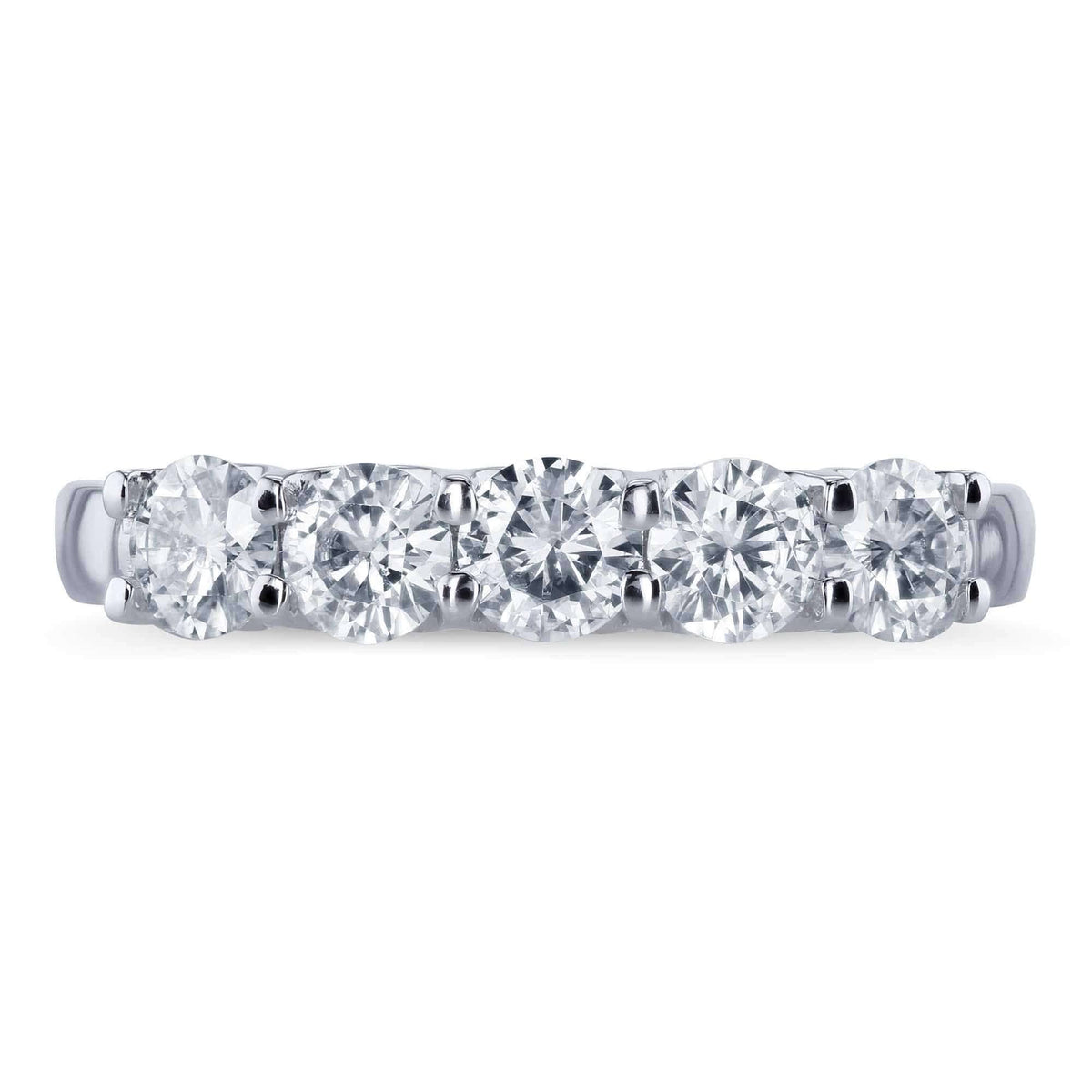 4/5 Carat Round Brilliant Moissanite Wedding Band in 14K Yellow Gold J835