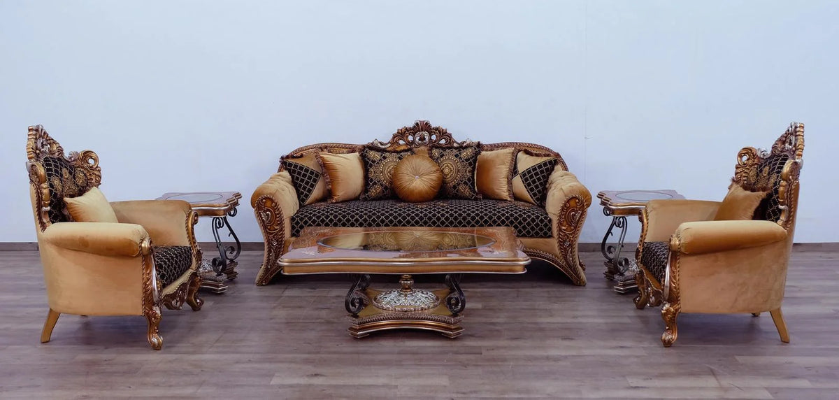 Black Brown Gold Sofa Set A70068