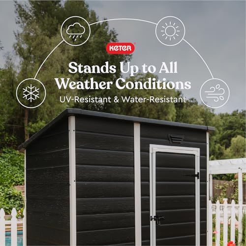 Black and White 4x6 Resin Outdoor Storage Shed O85499