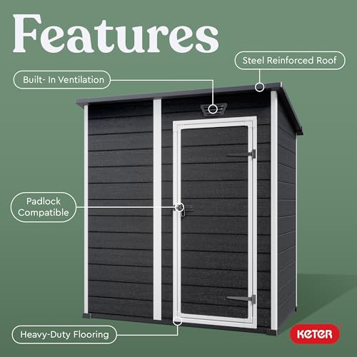 Black and White 4x6 Resin Outdoor Storage Shed O85499