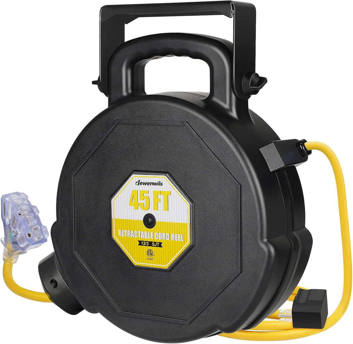 45FT Heavy Duty Retractable Extension Cord Reel with Triple Tap O65786