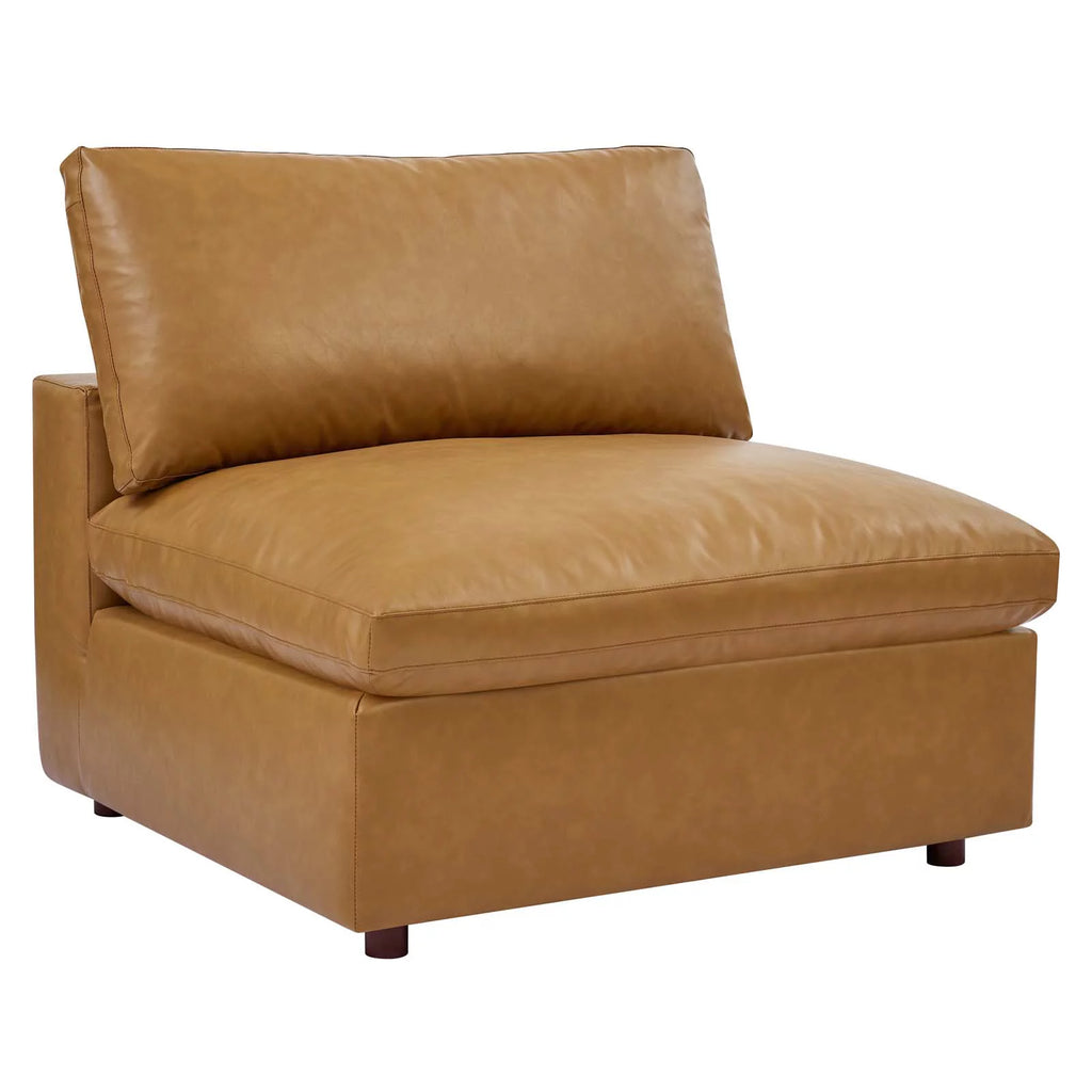 Tan Vegan Leather 4-Piece Sectional Sofa Q819
