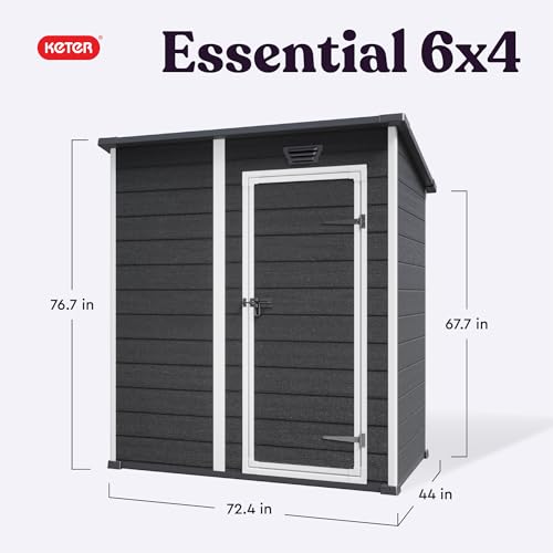 Black and White 4x6 Resin Outdoor Storage Shed O85499