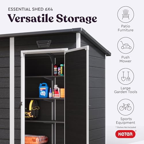 Black and White 4x6 Resin Outdoor Storage Shed O85499