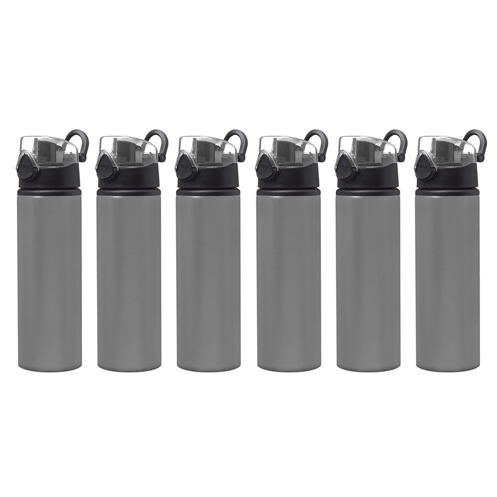 25 oz Aluminum Water Bottle 6 Pack with Carabiner M406